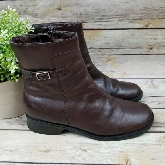 clarks brown leather ankle boots womens